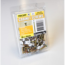 Screws 8mm x 25mm Cabinet - White