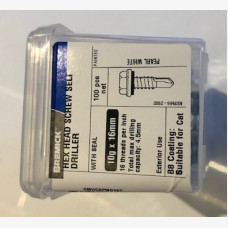 SCREW 10G 16MM HEX HEAD WHITE - 100 Pack