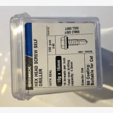 SCREW 10G 16MM HEX HEAD SHALE GREY - 100 Pack
