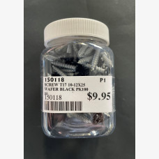 SCREW T17 10-12X25 WAFER HEAD BLACK PK100