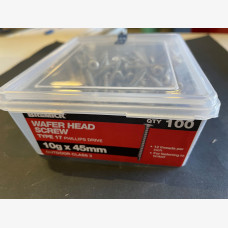 Screw T17 10-12 x 45mm Wafer Head - Pack of 100