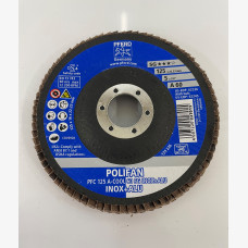 POLIFAN FLAP DISC 125M X 5 X 60SG INOX+ALUMINIUM 