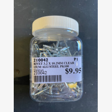 Rivet 3.2 x 10.2mm Clear Anodised Alu/Steel - 100 Pack