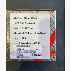 Rivet 3.2mm X 10.2mm Clear Anodised Alu/steel Box 1000