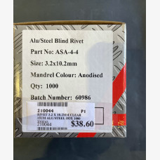Rivet 3.2mm x 10.2mm Clear Anodised Alu/Steel Box 1000