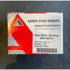 Rivets 4mm x 10.8mm All Aluminium - Box of 1000